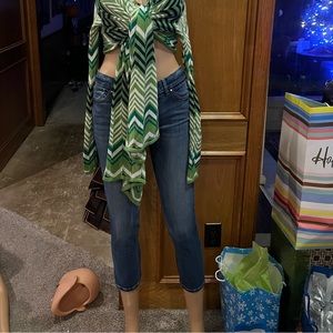 WHBM low rise petite cropped slim blue jeans size P0 EUC